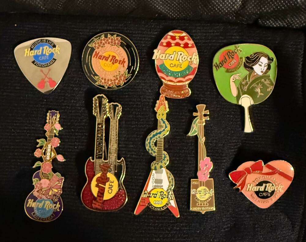 Hard Rock Cafe Yokohama Japan Assorted Collectible Enamel Pins - Lot of 9